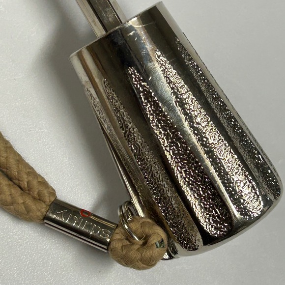 Vtg Knirps Compact Travel Umbrella with Sleeve 35" Neutral Beige Silver Handle - Picture 5 of 8